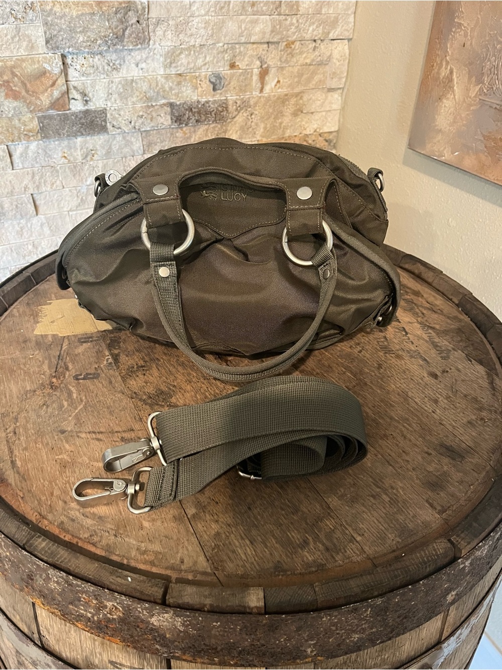 George Gina and Lucy Olive Green “Marry Me?” Bag with Detachable Strap
